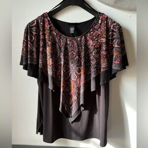 Elegant Black and Pink Paisley Blouse